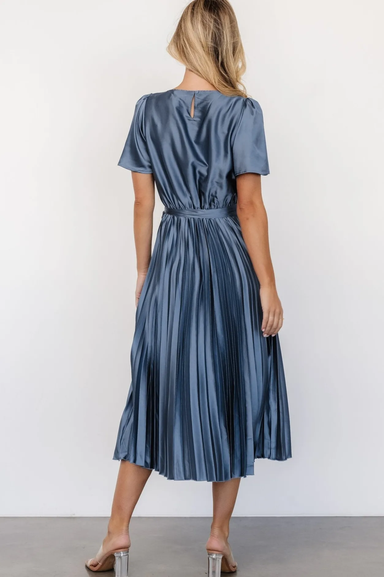 Online Baltic Born Adelaide Pleated Satin Dress | Blue