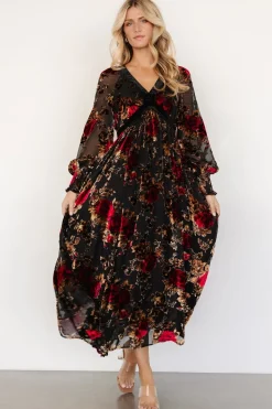 Outlet Baltic Born Adele Velvet Dress | Black + Rose Floral Black+RoseFloral