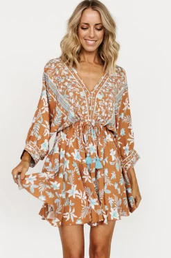 New Baltic Born Adria Mini Dress | Camel + Blue Camel+Blue