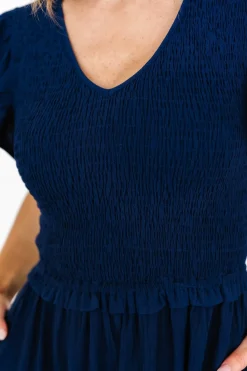 Sale Baltic Born Afton Smocked Tiered Dress | Navy