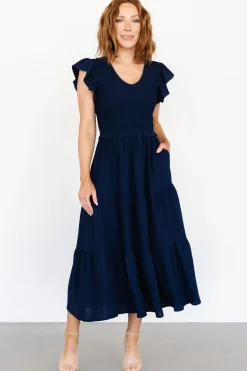 Sale Baltic Born Afton Smocked Tiered Dress | Navy