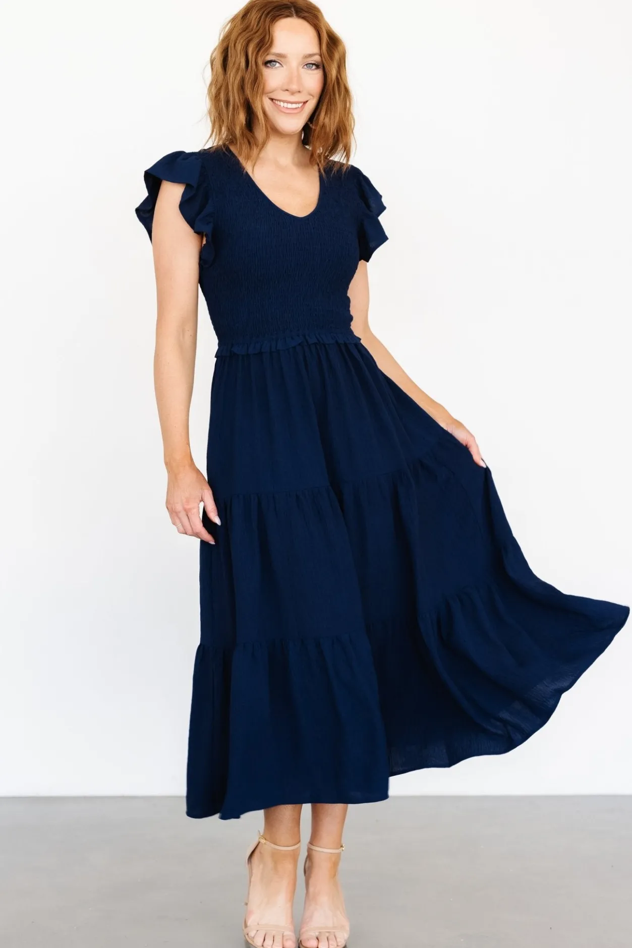 Sale Baltic Born Afton Smocked Tiered Dress | Navy
