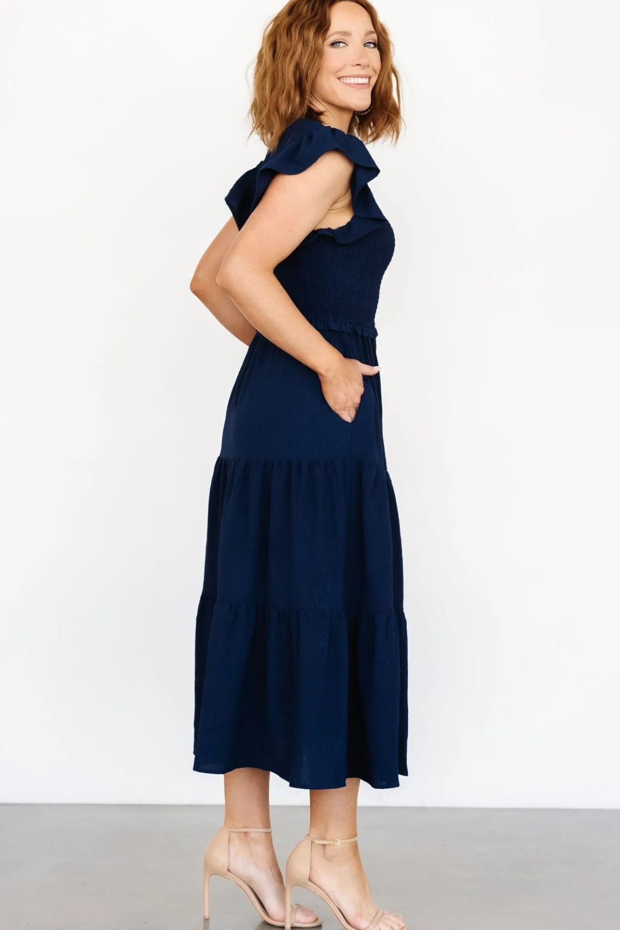 Sale Baltic Born Afton Smocked Tiered Dress | Navy