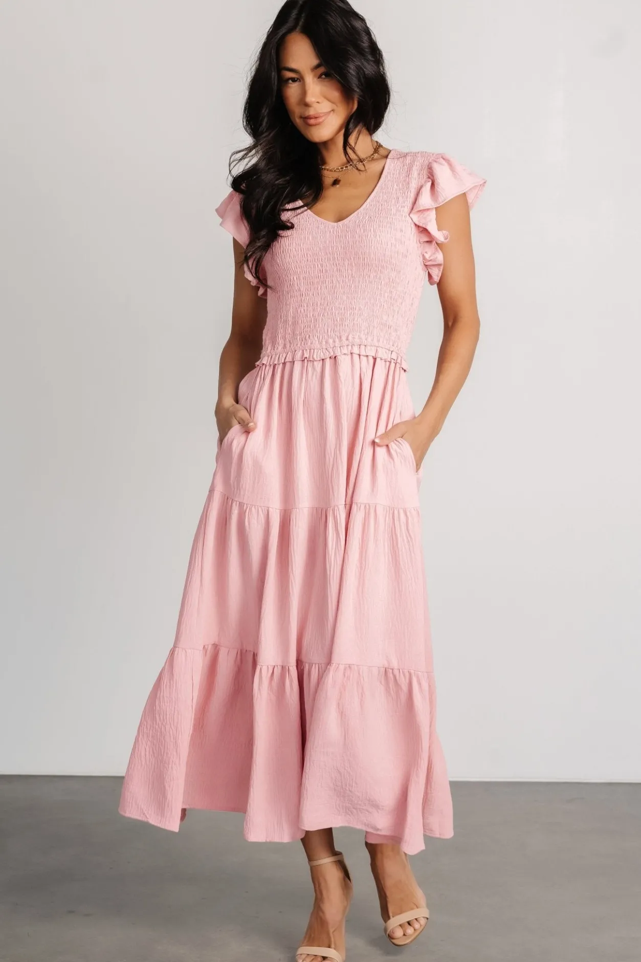 Clearance Baltic Born Afton Smocked Tiered Dress | Vintage Blush VintageBlush