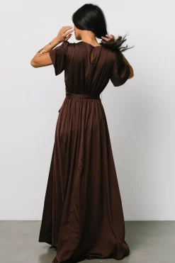 Sale Baltic Born Agnes Satin Maxi Dress | Espresso