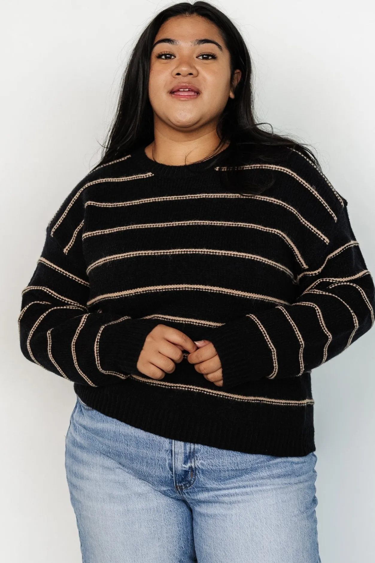 Best Baltic Born Alanis Stripe Sweater | Black + Camel Black+Camel