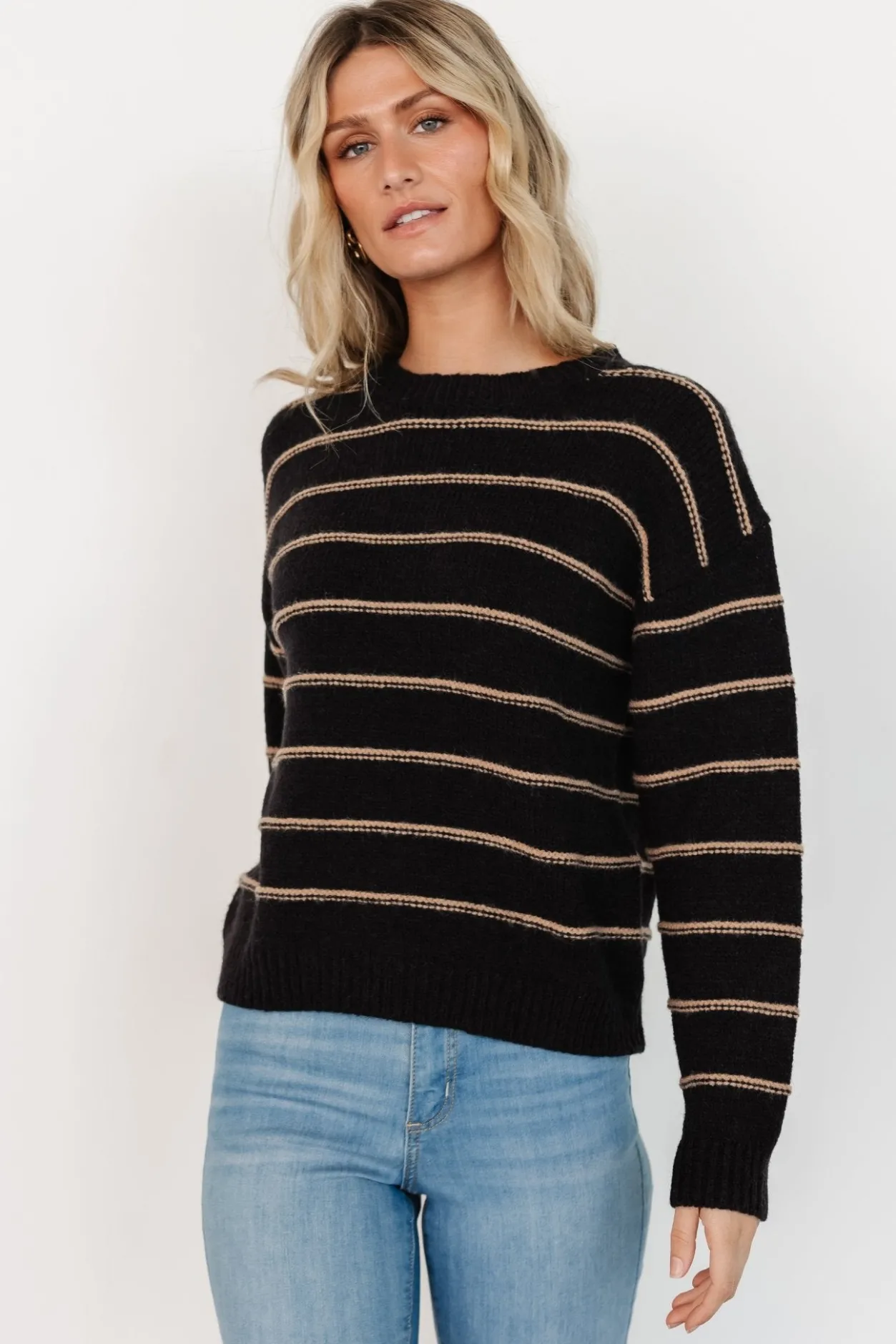 Best Baltic Born Alanis Stripe Sweater | Black + Camel Black+Camel