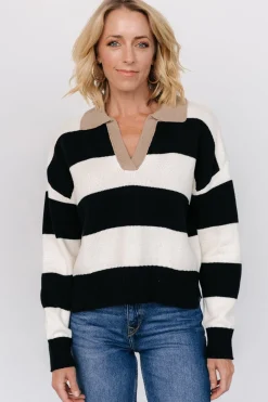 Best Baltic Born Alec Striped Sweater | Black + Ivory Black+Ivory