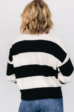 Best Baltic Born Alec Striped Sweater | Black + Ivory Black+Ivory