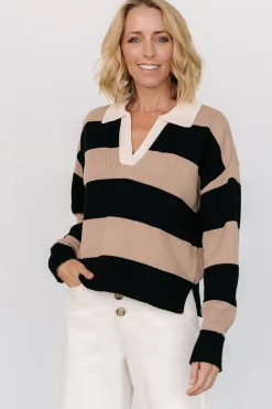 Best Baltic Born Alec Striped Sweater | Black + Mocha Black+Mocha