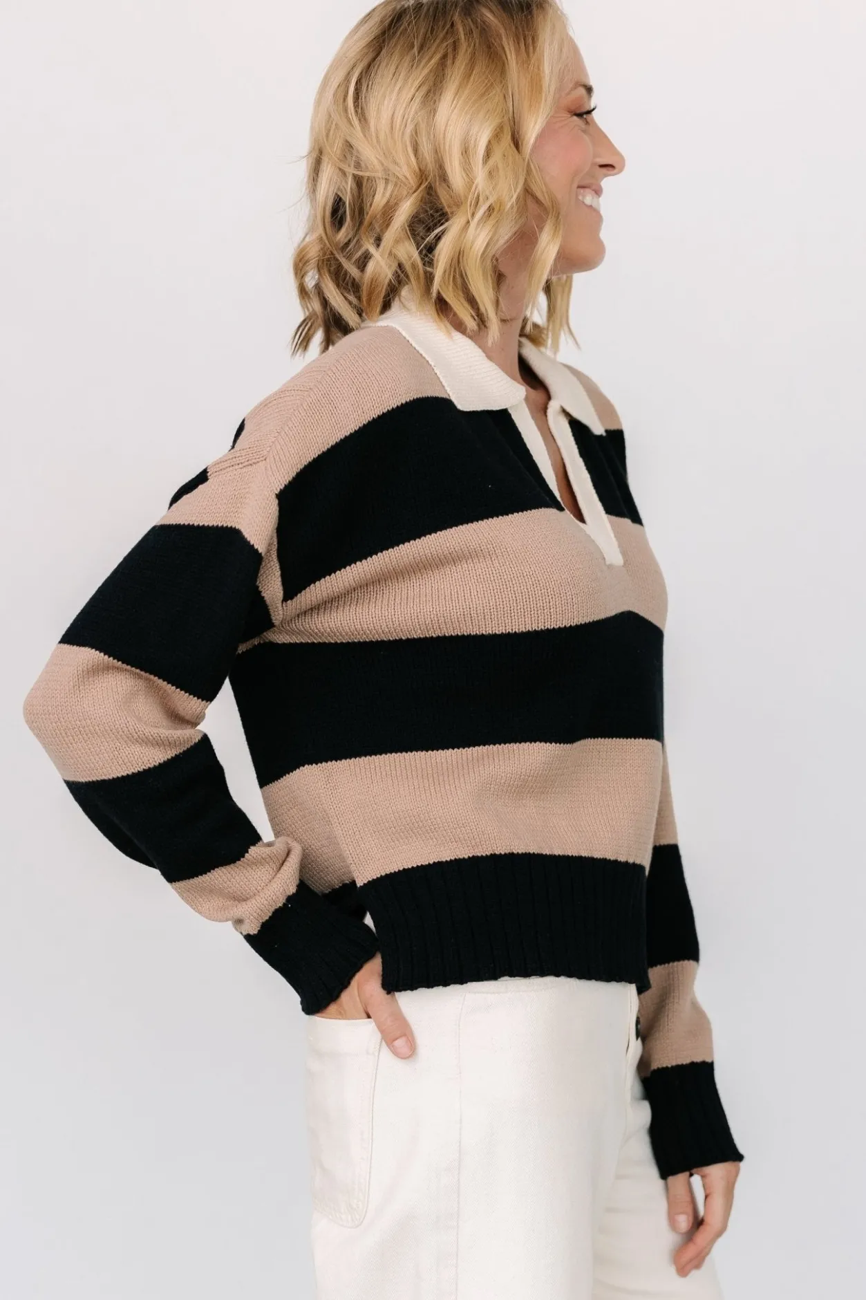 Best Baltic Born Alec Striped Sweater | Black + Mocha Black+Mocha
