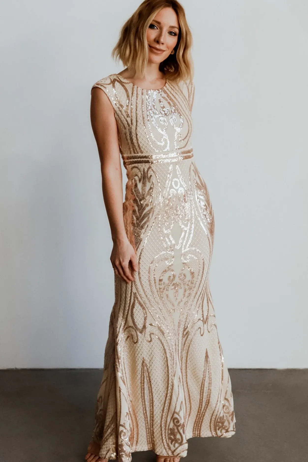 New Baltic Born Alessia Sequin Gown | Champagne