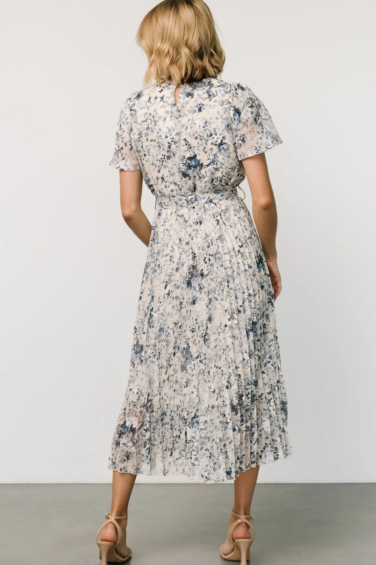 Hot Baltic Born Alexandra Pleated Dress | Off White + Blue OffWhite+Blue