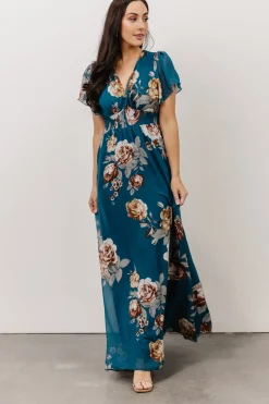 Best Baltic Born Alexandria Smocked Maxi Dress | Blue Floral BlueFloral
