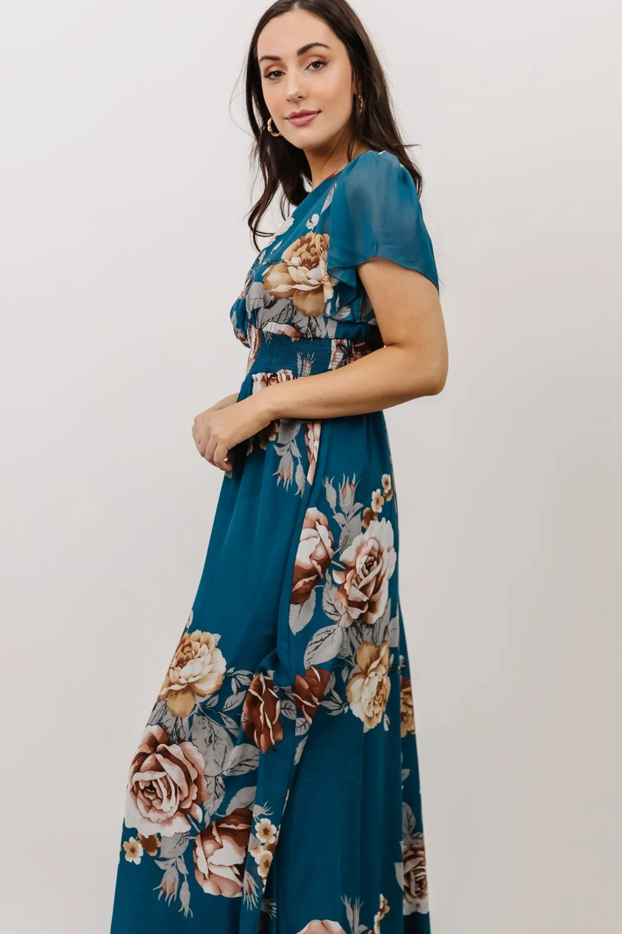 Best Baltic Born Alexandria Smocked Maxi Dress | Blue Floral BlueFloral