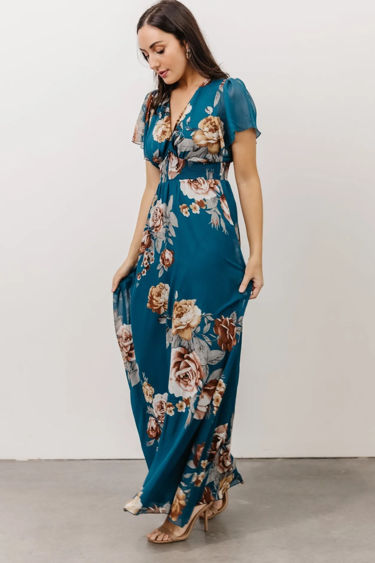 Best Baltic Born Alexandria Smocked Maxi Dress | Blue Floral BlueFloral