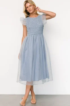 Online Baltic Born Alice Dot Midi Dress | Dusty Blue DustyBlue