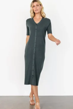 New Baltic Born Alicia Ribbed Midi Dress | Dusty Jade DustyJade