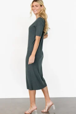 New Baltic Born Alicia Ribbed Midi Dress | Dusty Jade DustyJade