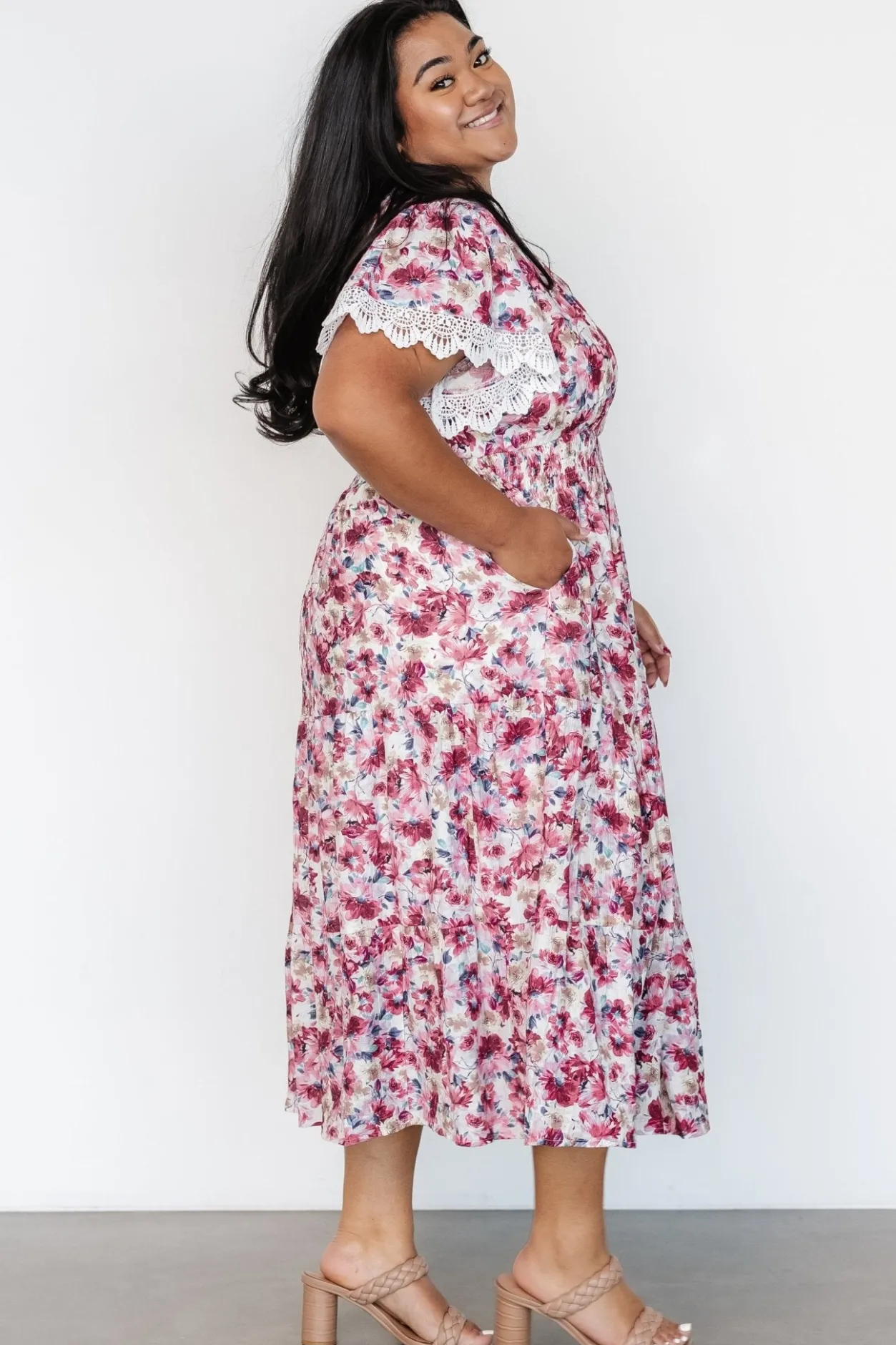Outlet Baltic Born Aliyah Midi Dress | Berry Floral BerryFloral