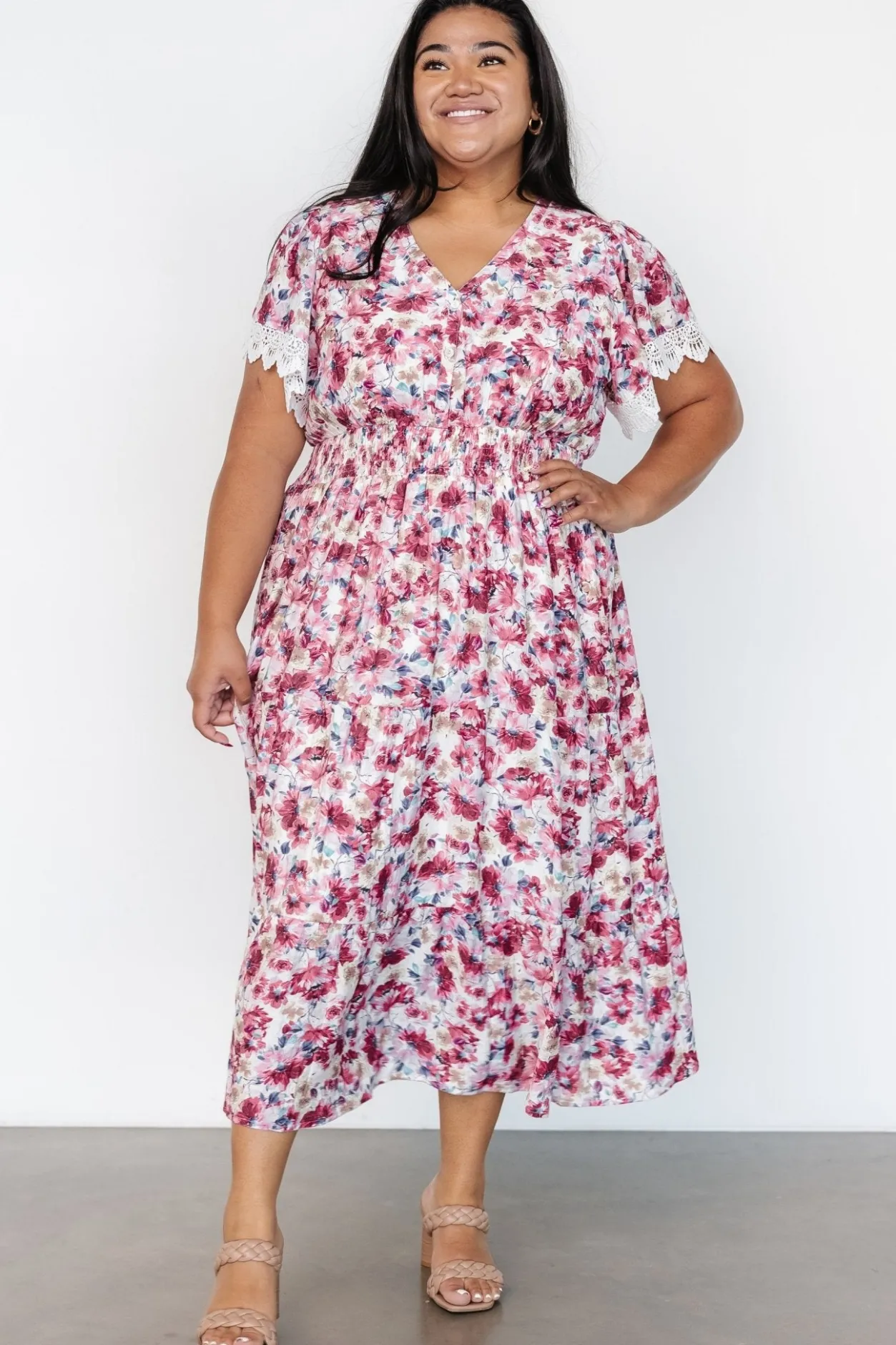 Outlet Baltic Born Aliyah Midi Dress | Berry Floral BerryFloral