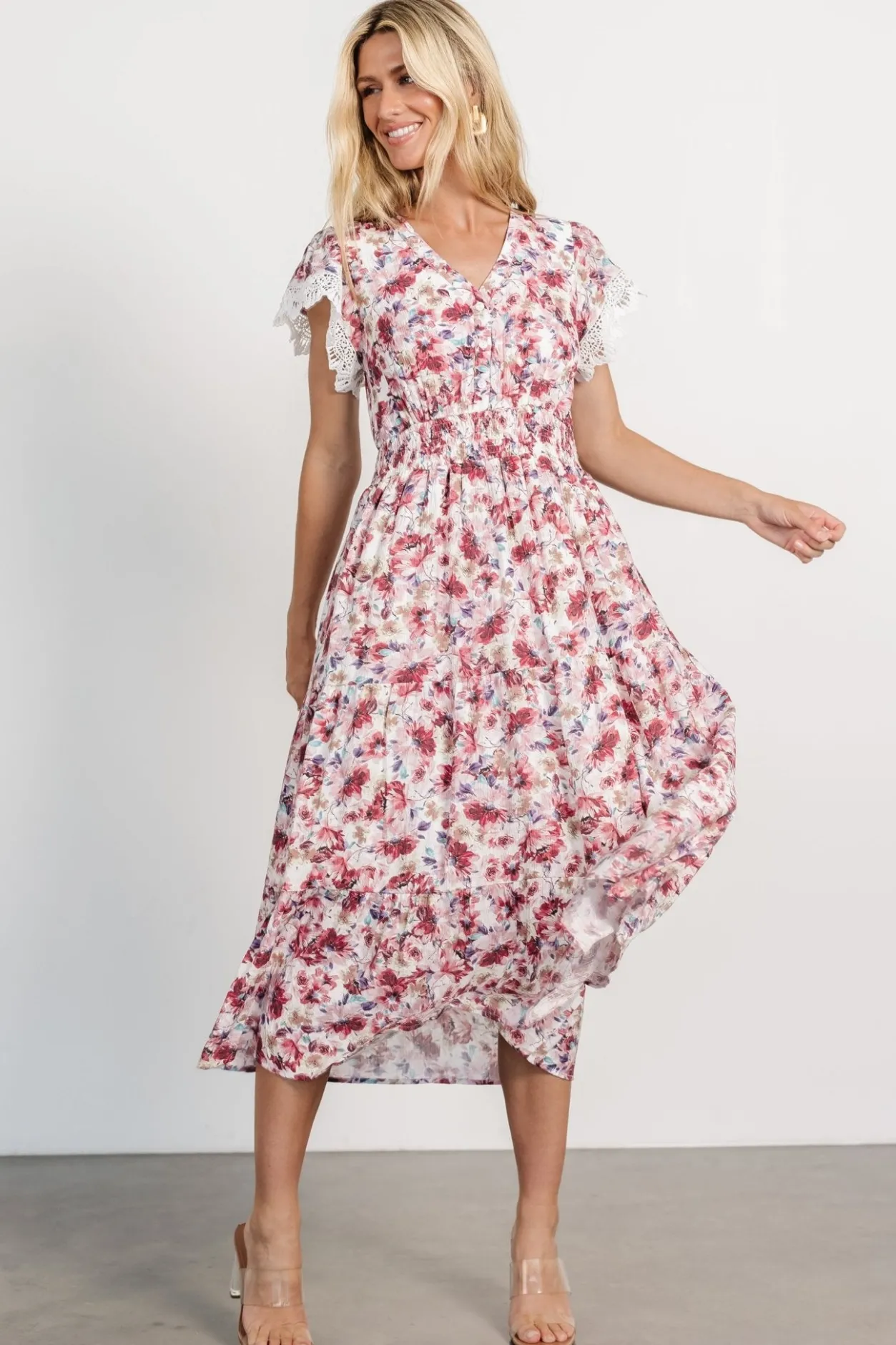 Outlet Baltic Born Aliyah Midi Dress | Berry Floral BerryFloral