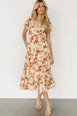 Best Baltic Born Aliyah Midi Dress | Coral Floral CoralFloral