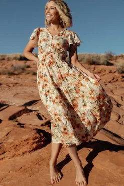 Best Baltic Born Aliyah Midi Dress | Coral Floral CoralFloral