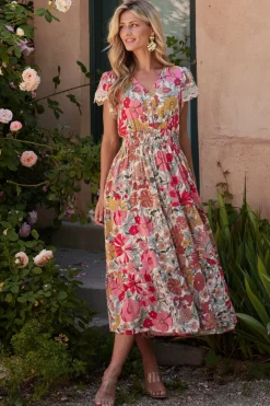 Sale Baltic Born Aliyah Midi Dress | Cream Multi Floral CreamMultiFloral