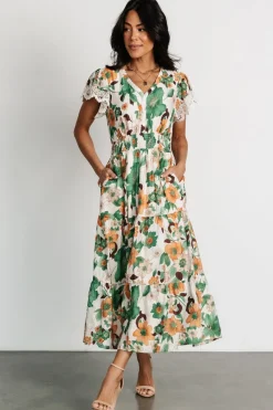 Hot Baltic Born Aliyah Midi Dress | Green Floral GreenFloral