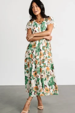 Hot Baltic Born Aliyah Midi Dress | Green Floral GreenFloral