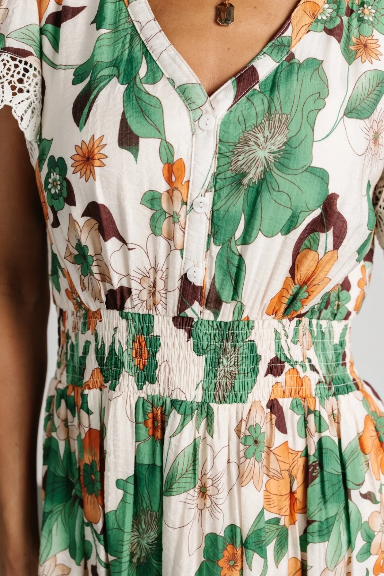 Hot Baltic Born Aliyah Midi Dress | Green Floral GreenFloral