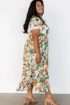 Hot Baltic Born Aliyah Midi Dress | Green Floral GreenFloral