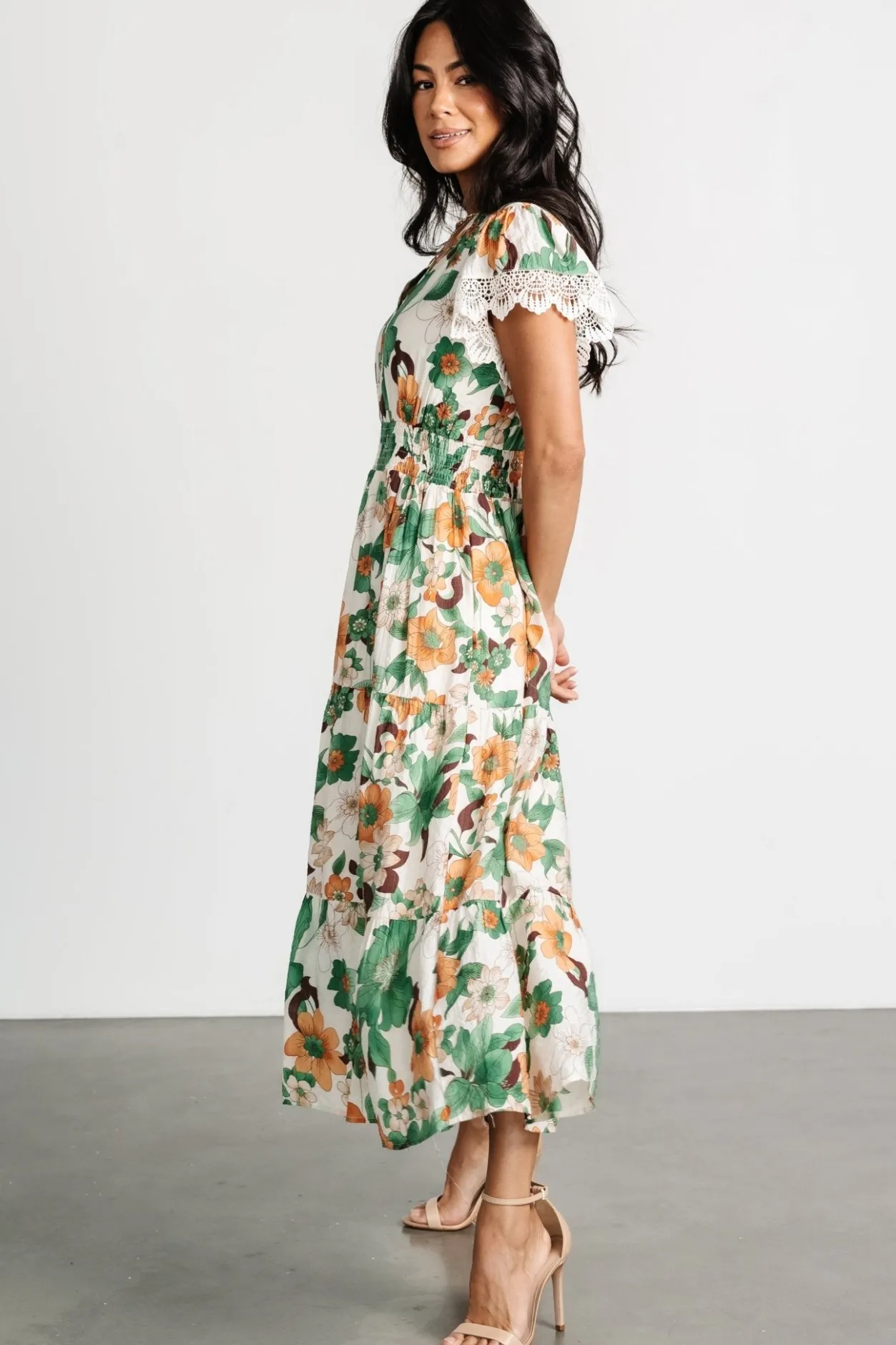 Hot Baltic Born Aliyah Midi Dress | Green Floral GreenFloral