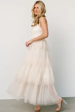 Fashion Baltic Born Alora Tulle Tiered Maxi Dress | Cream