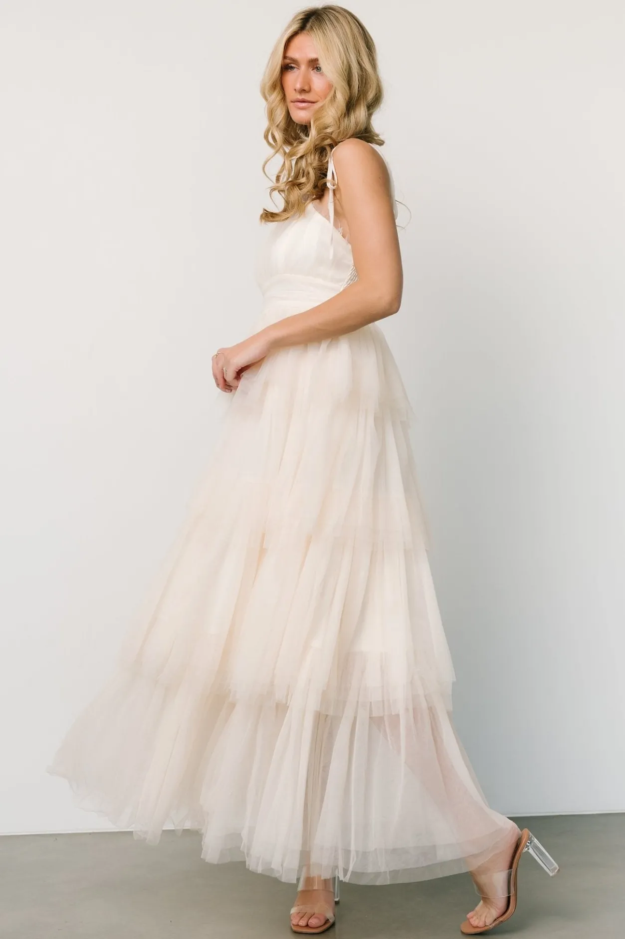 Fashion Baltic Born Alora Tulle Tiered Maxi Dress | Cream