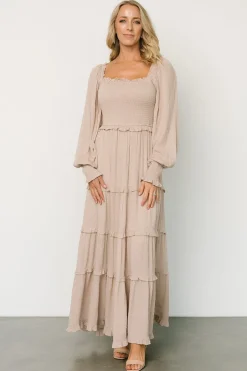 Online Baltic Born Amanda Smocked Dotted Maxi Dress | Beige