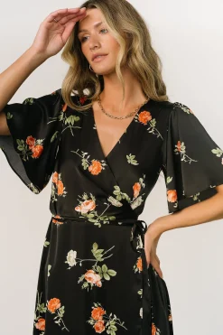 Clearance Baltic Born Amara Wrap Dress | Black + Coral Floral Black+CoralFloral