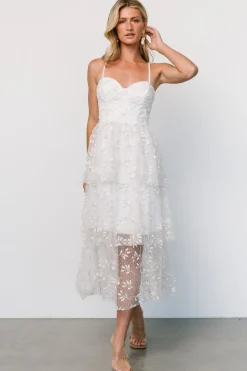 Clearance Baltic Born Anavi Tiered Midi Dress | White + Gold White+Gold