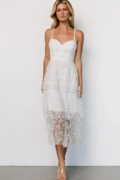 Clearance Baltic Born Anavi Tiered Midi Dress | White + Gold White+Gold