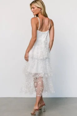 Clearance Baltic Born Anavi Tiered Midi Dress | White + Gold White+Gold