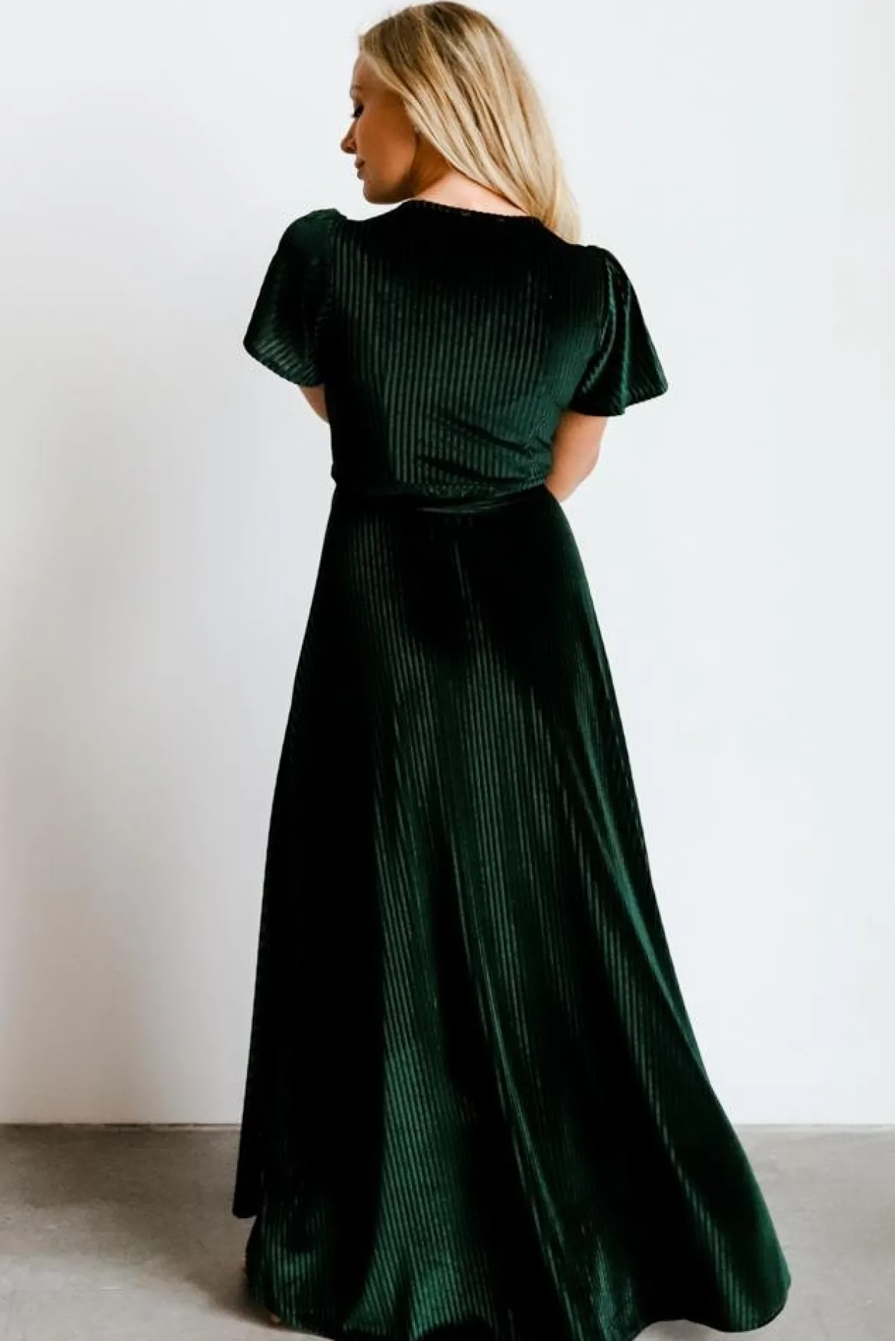 Hot Baltic Born Andi Ribbed Velvet Wrap Dress | Emerald