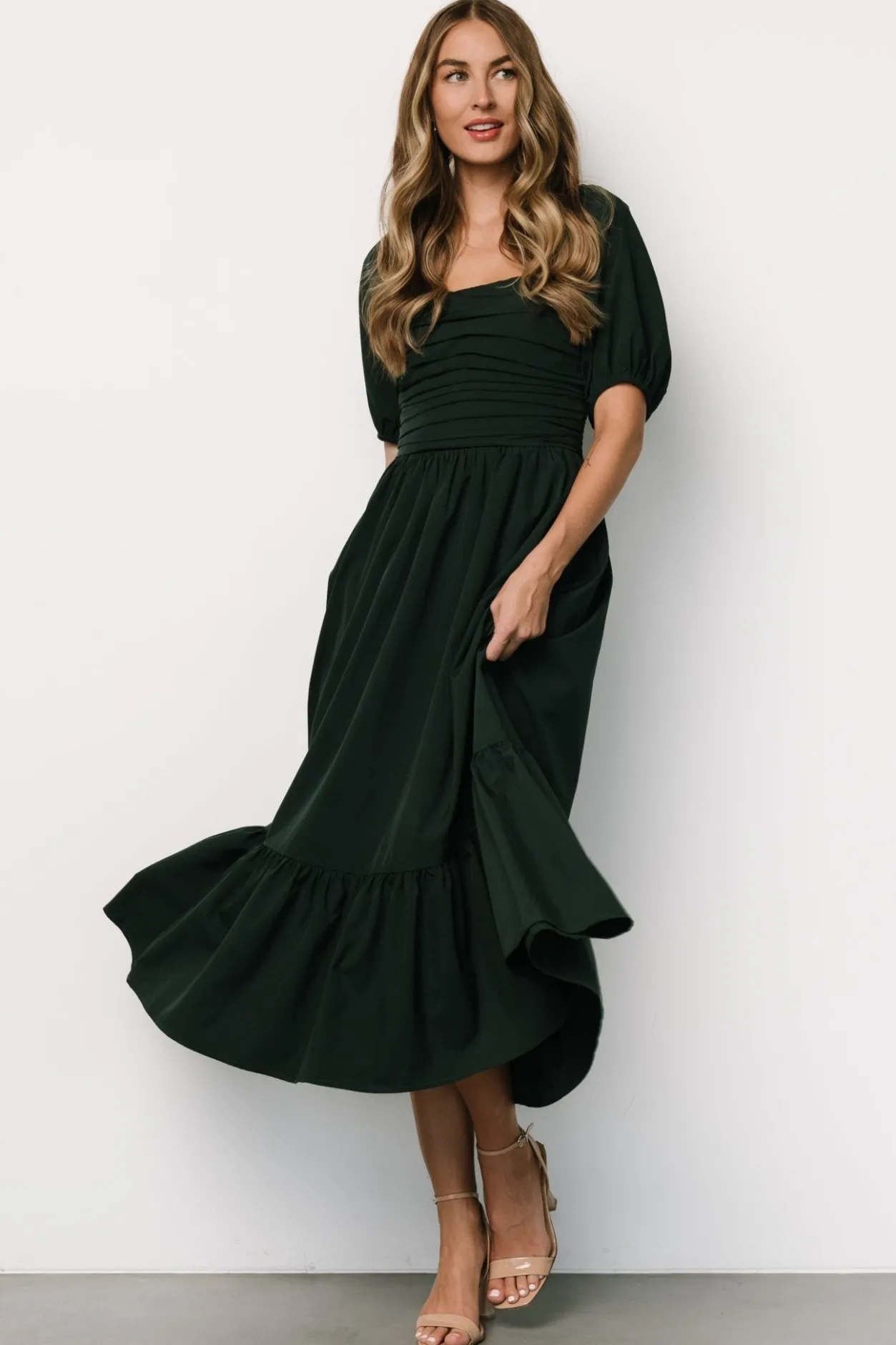Best Baltic Born Andrea Pleated Midi Dress | Forest Green ForestGreen
