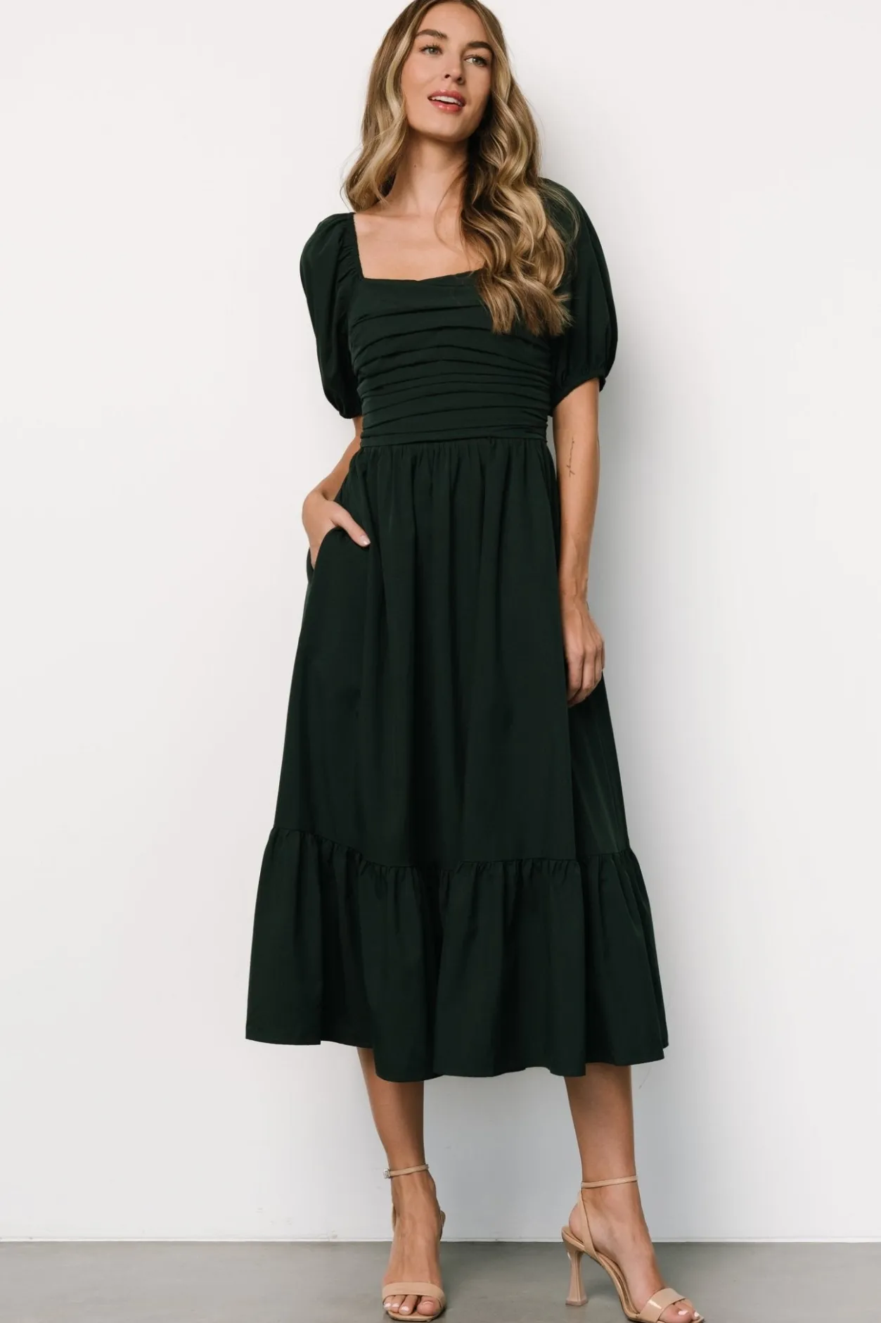 Best Baltic Born Andrea Pleated Midi Dress | Forest Green ForestGreen