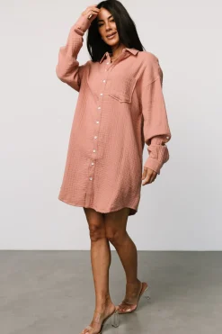 Outlet Baltic Born Andres Button Shirt Dress | Dusty Rose DustyRose