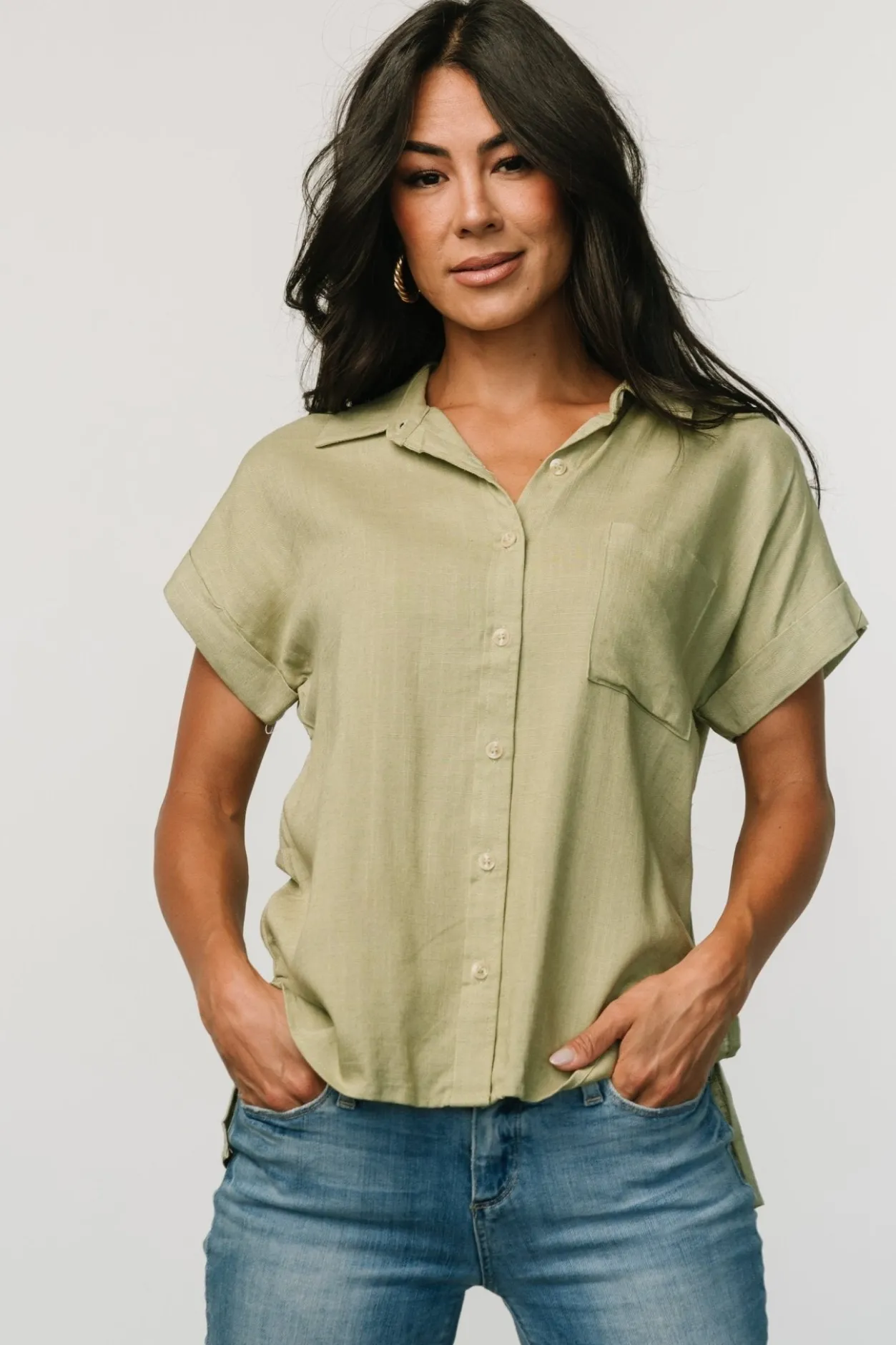 Outlet Baltic Born Andrews Button Top | Sage