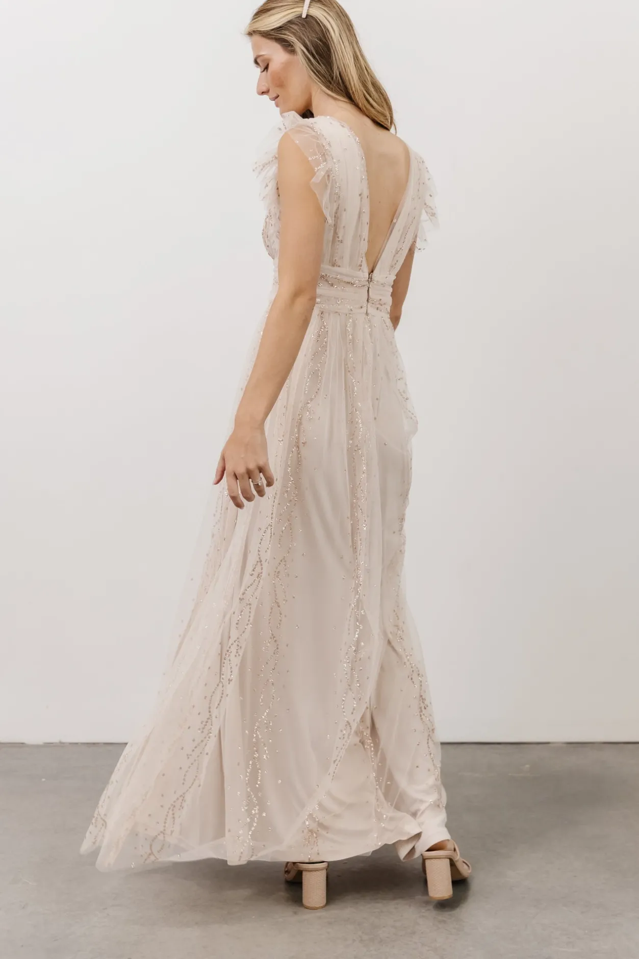 Discount Baltic Born Annika Sequin Mesh Maxi Dress | Nude Blush NudeBlush