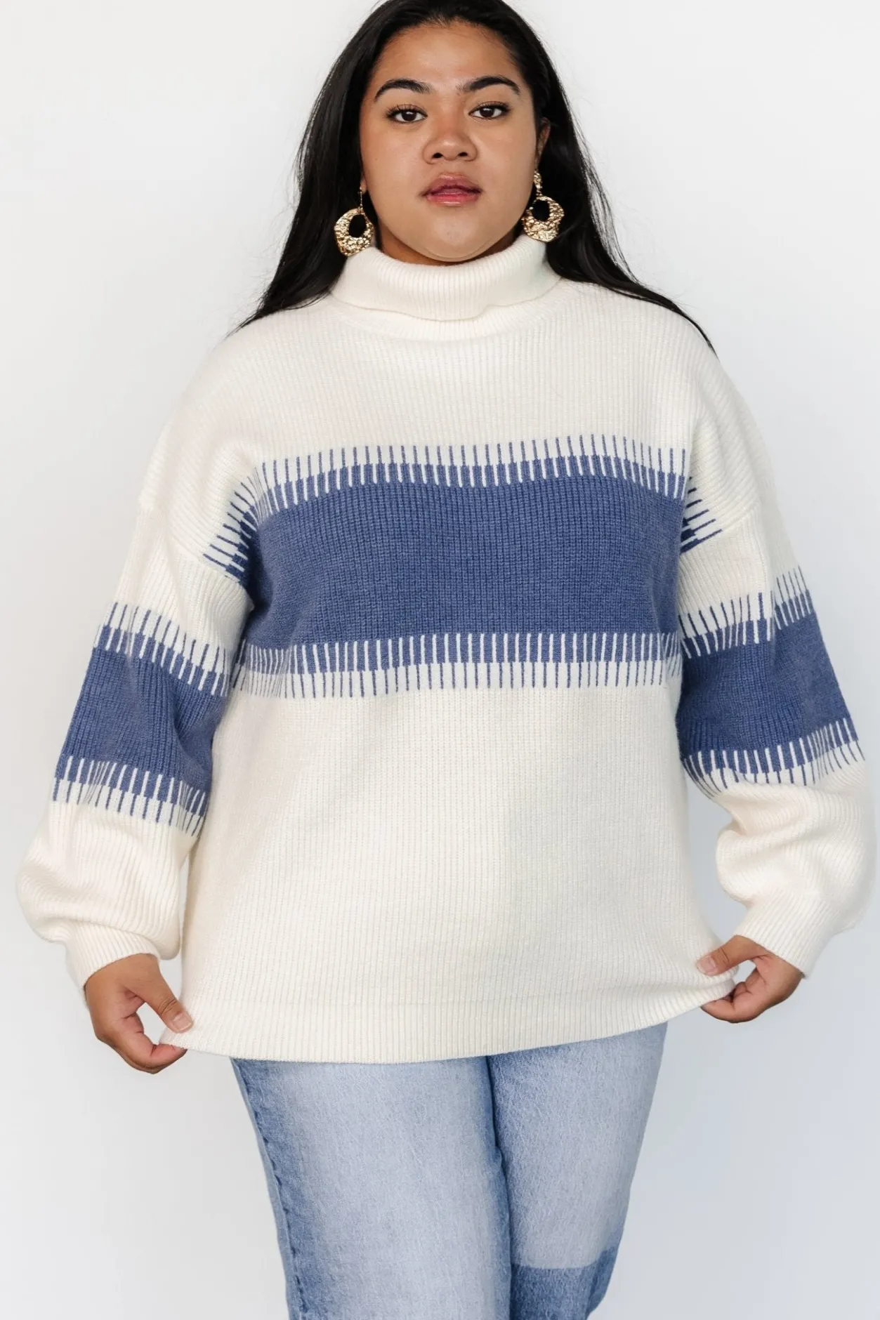 Online Baltic Born Antonov Turtle Neck Sweater | Blue + Cream Blue+Cream
