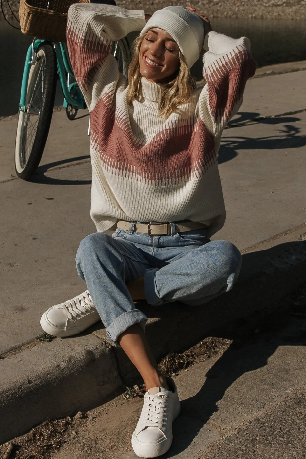Online Baltic Born Antonov Turtle Neck Sweater | Mauve + Cream Mauve+Cream