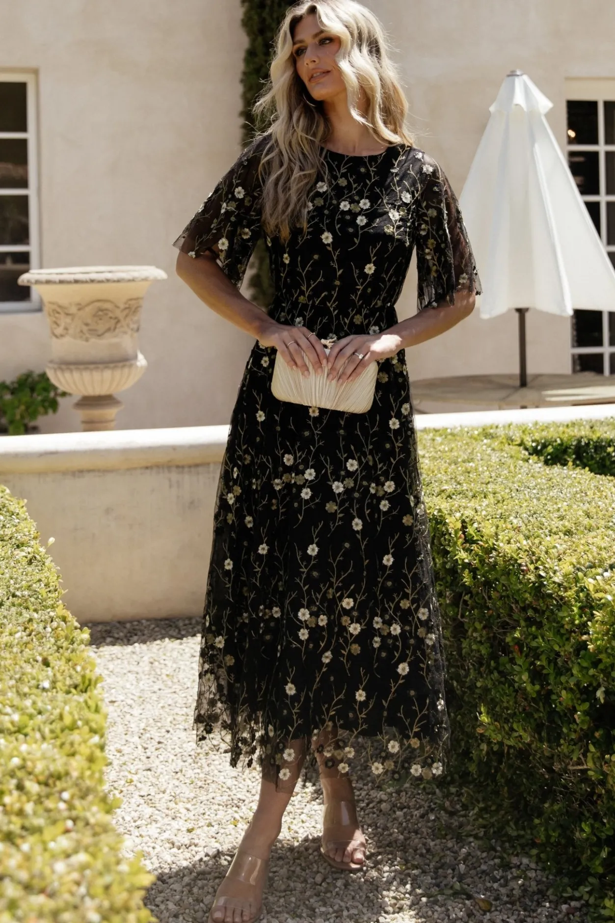 Online Baltic Born Arabella Embroidered Tulle Maxi Dress | Gold + Black Gold+Black